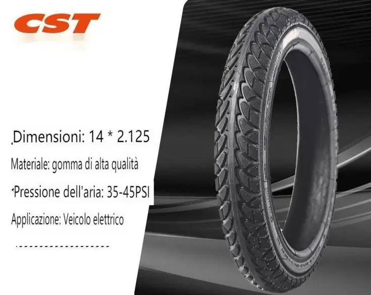 Pagamento Sicuro Copertone Pneumatico 14x2.125 pollici Tubeless per bici elettriche E-Bike Engwe T14, Kugoo Kirin V1 e Altri